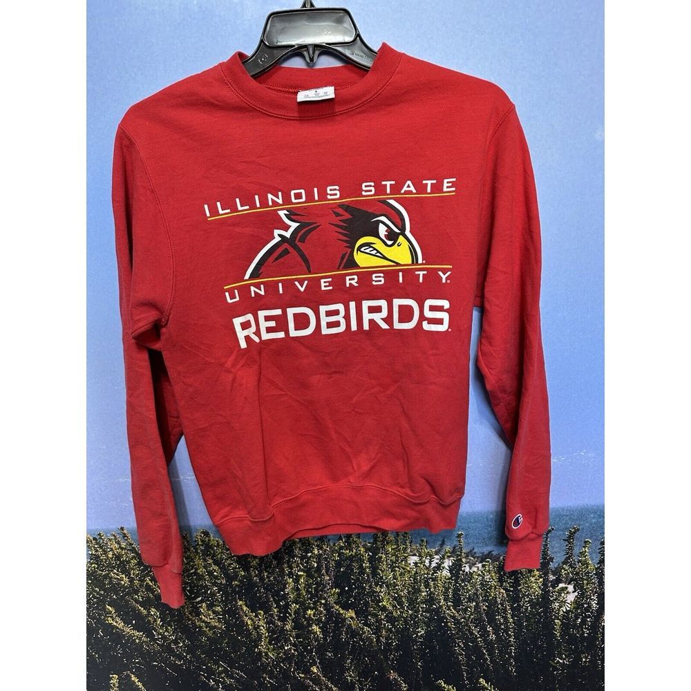 Illinois State University Champion Sweatshirt Mens Small‎ Red Crew Neck Eco